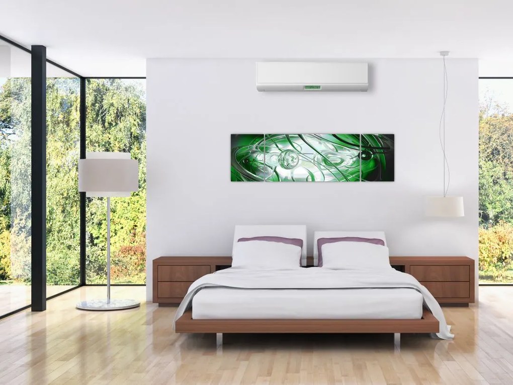Zielony abstrakcyjny obraz (170x50 cm)