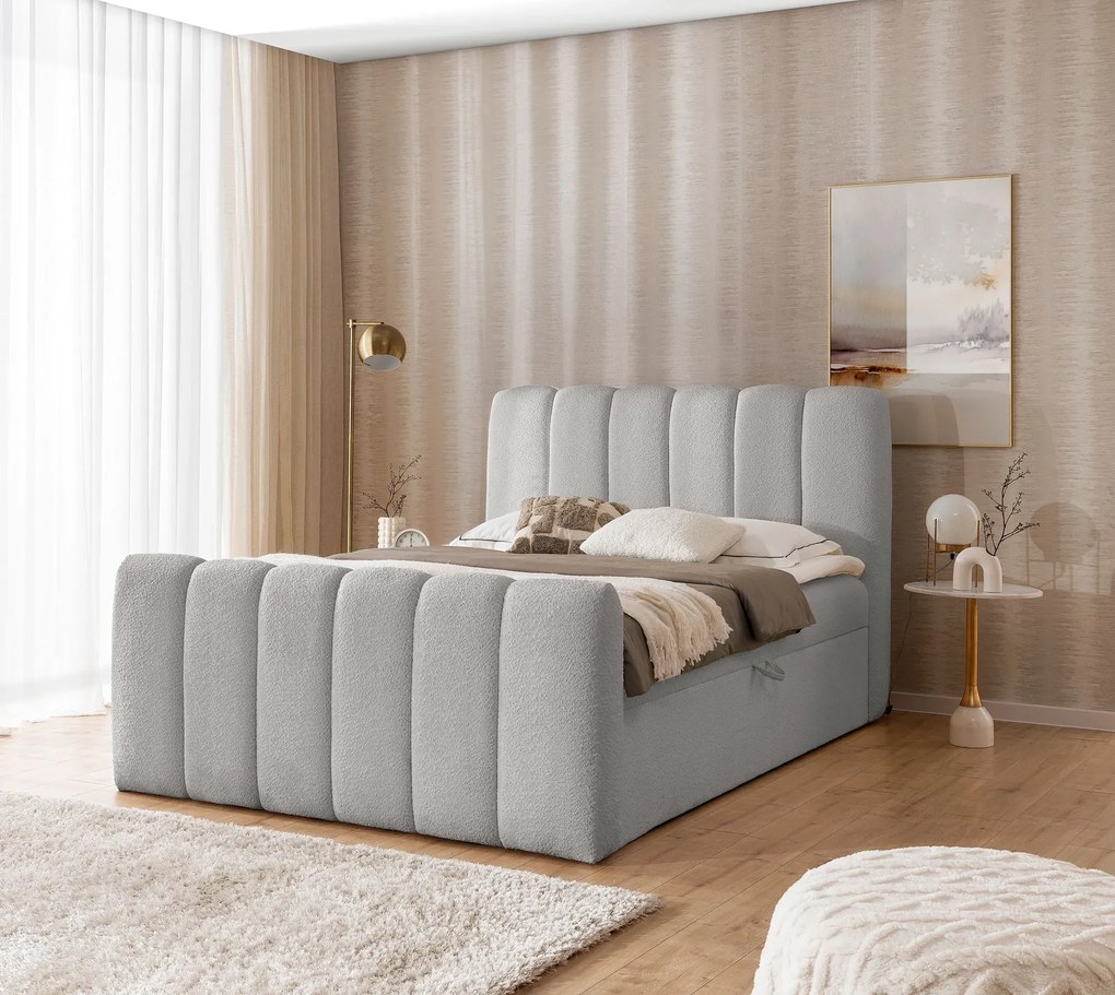Szare nowoczesne łóżko tapicerowane N6-S59