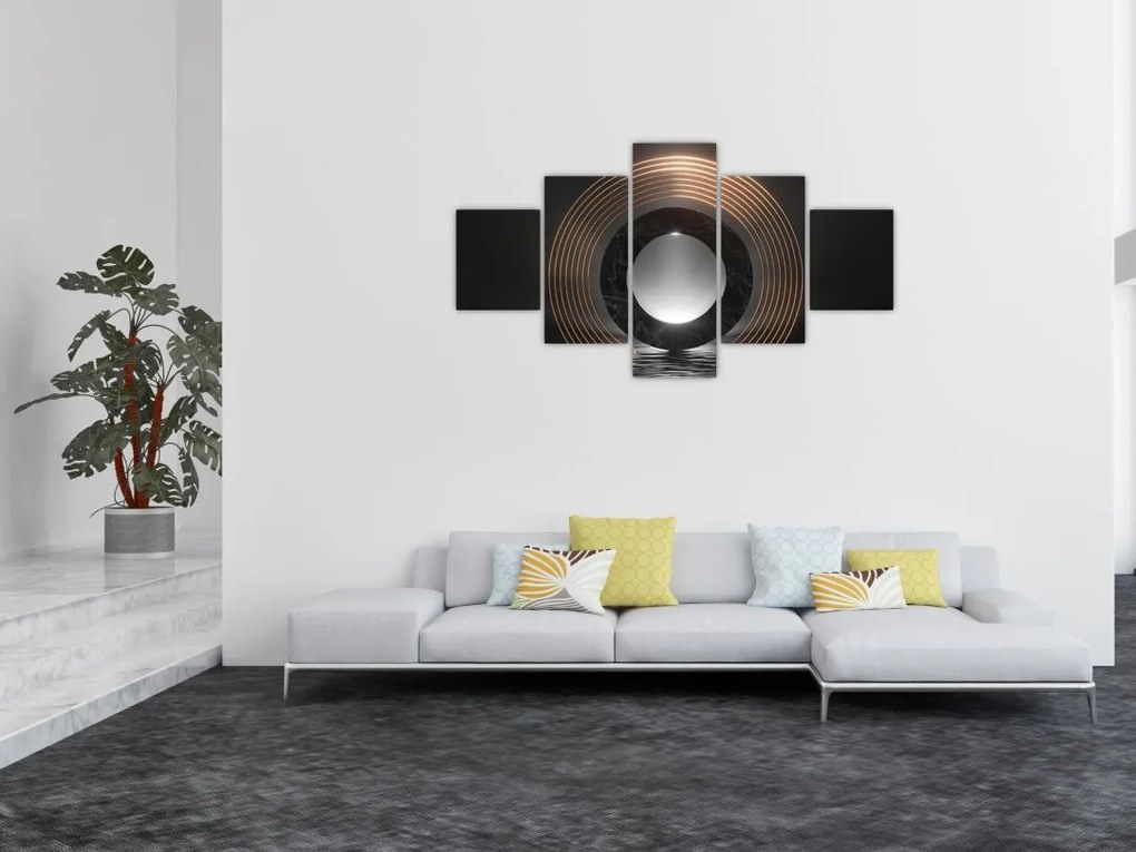Obraz - Abstrakcja, księżyc nad wodą (125x70 cm)