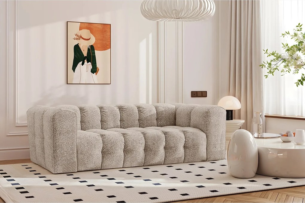 Sofa trzyosobowa BALOO, tkanina szenilowa + bukla, Beżowy