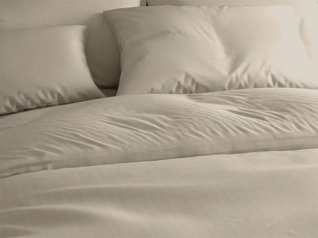 PrzytulneMieszkanie.pl PrzytulneMieszkanie.pl Bawełniana pościel z krepowym wykończeniem LUXERA szaro-brązowa hotelowa kieszeń II.gatunek Rozmiar pościeli: 70 x 90 cm | 140 x 200 cm