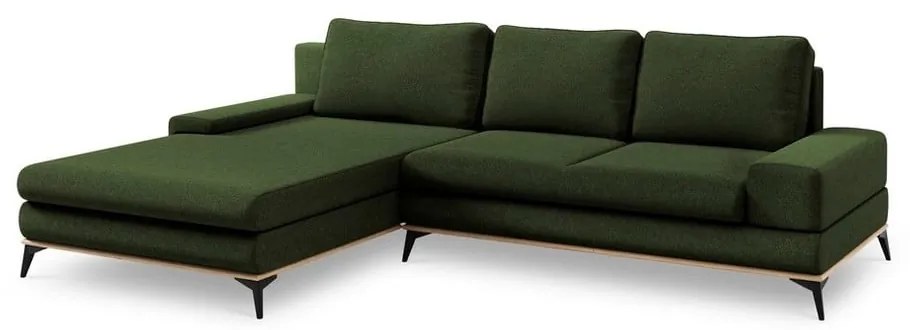 Butelkowozielony rozkładany narożnik Windsor &amp; Co Sofas Planet, lewostronny