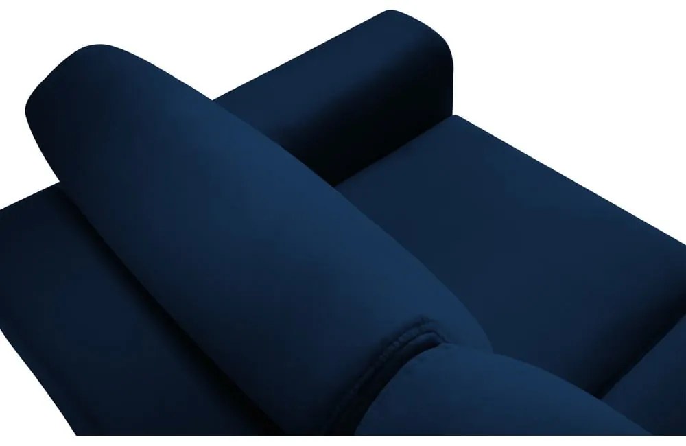 Niebieska aksamitna rozkładana/ze schowkiem sofa 235 cm Kyoto – Cosmopolitan Design