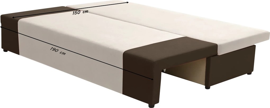 Kanapa sofa 3 os z funkcją spania SONI Czarny/Biały