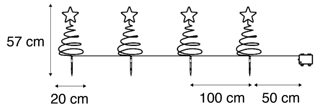 Zewnetrzna Zestaw 4 lampek bożonarodzeniowych w kształcie choinki, w tym LED IP44 - Puno, białe Oswietlenie zewnetrzne