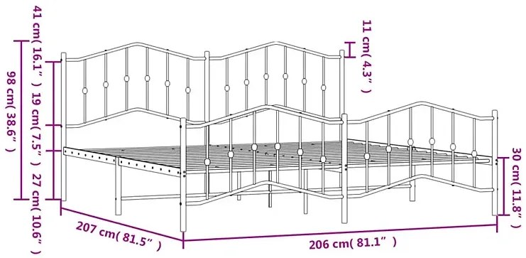 Białe rustykalne łóżko metalowe 200x200 cm - Honta