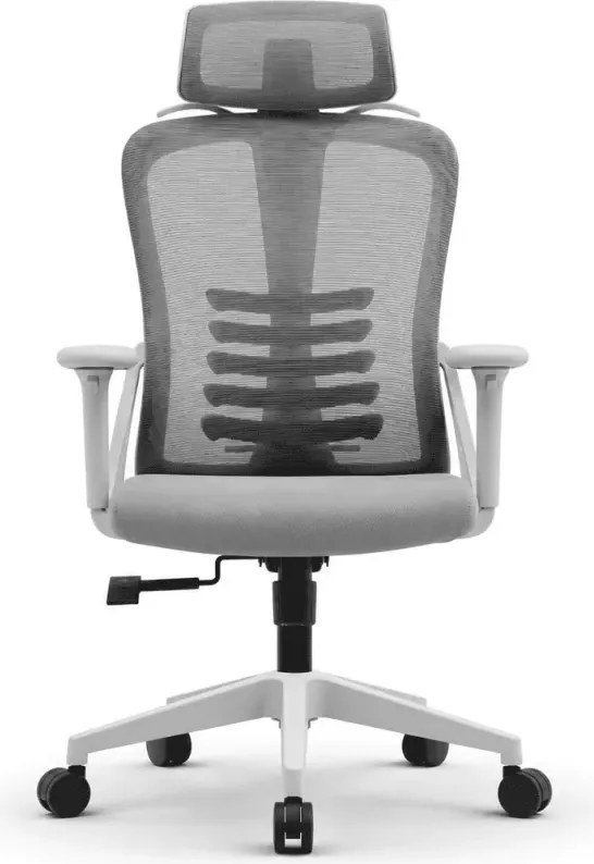 Ergonomiczny fotel burowy obrotowy Komoso – regulowany zagłówek, podłokietniki 3D