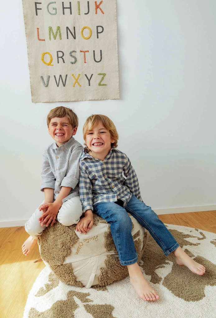 Pufa dziecięca GLOBIA beżowa/brązowa LORENA CANALS