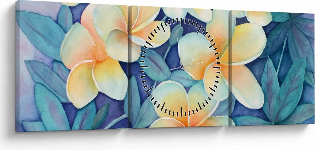 Obraz - Tropikalne krzewy (z zegarem) (90x30 cm)