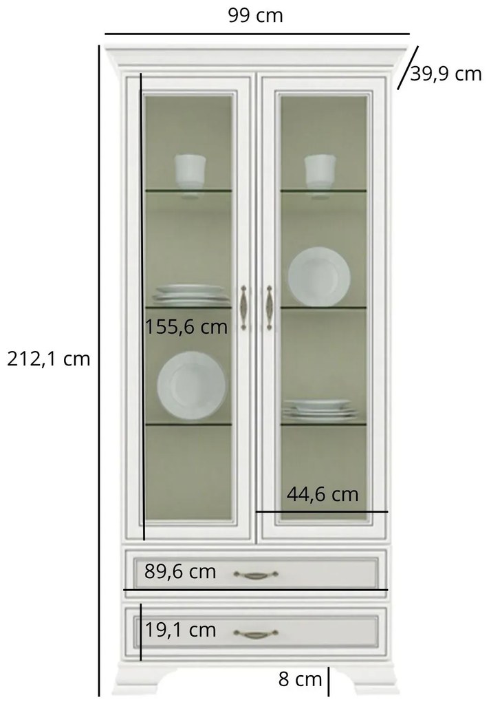 Dwudrzwiowa szklana witryna fineline crema F3-L54