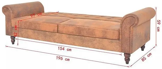 Rozkładana pikowana brązowa sofa - Algero