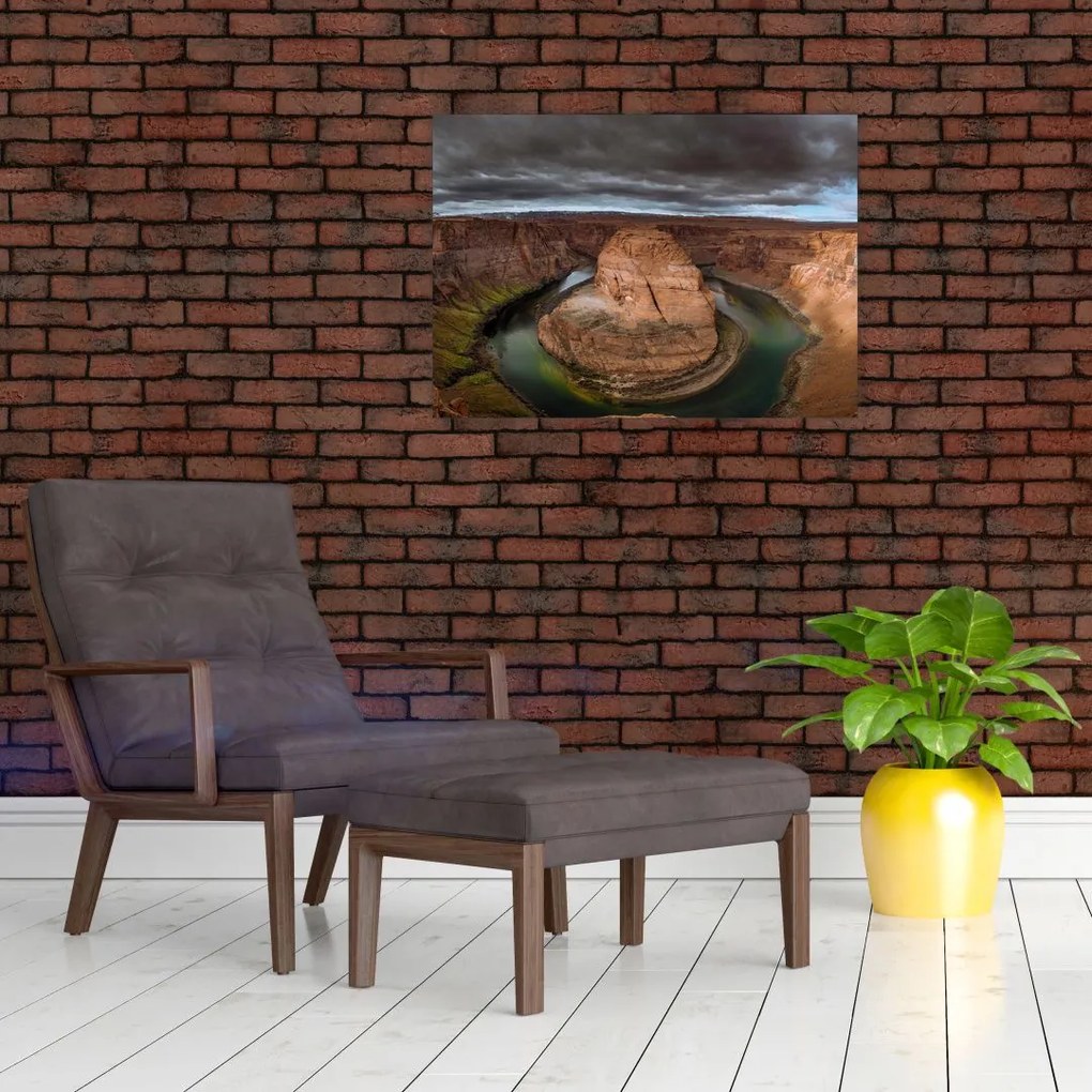 Obraz na szkle - jezioro na klifie (70x50 cm)