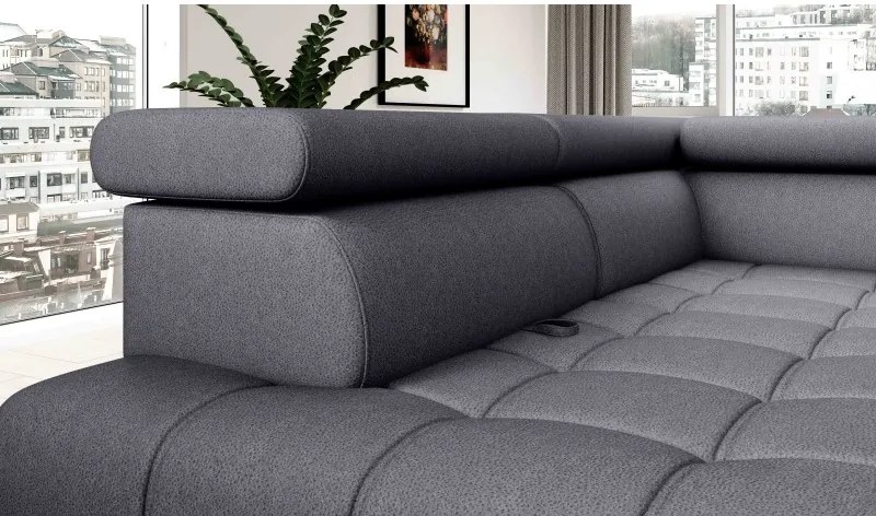 Narożnik BAGGIO Lewostronny z funkcją spania, wolnostojący tkanina LETTO 93 Ciemnoszary WERSAL