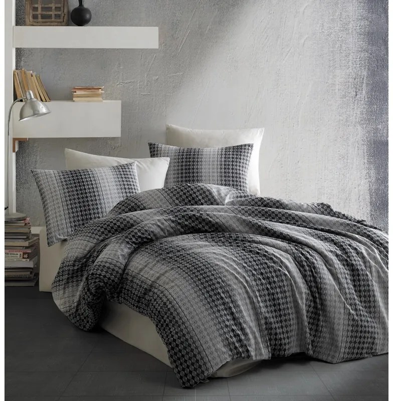 BedTex Bawełniana pościel Oberon szara, 220 x 200cm, 2 szt. 70 x 90 cm