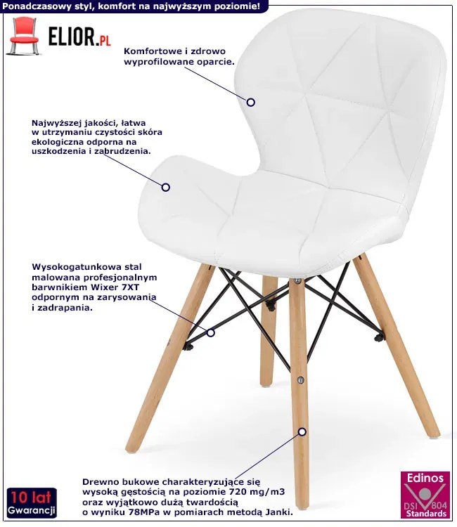 Komplet białych tapicerowanych krzeseł 4szt. F1-H58