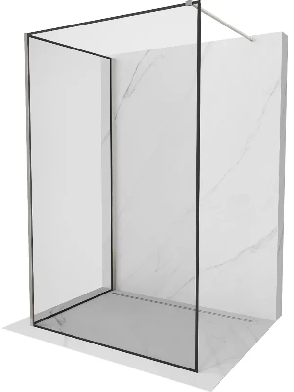 Mexen Kioto ścianka prysznicowa Walk-in 140 x 80 cm, czarny wzór, nikiel szczotkowany - 800-140-212-97-70-080
