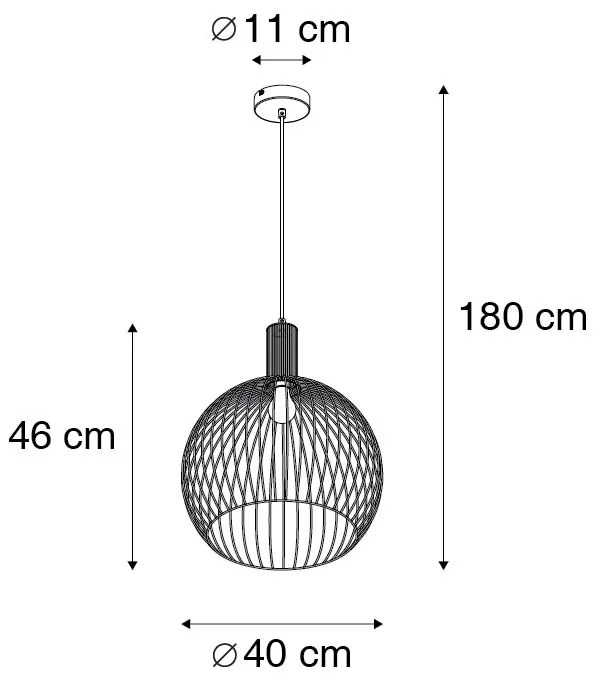 Designerska okrągła lampa wisząca czarna 40 cm - Dos Nowoczesny Oswietlenie wewnetrzne