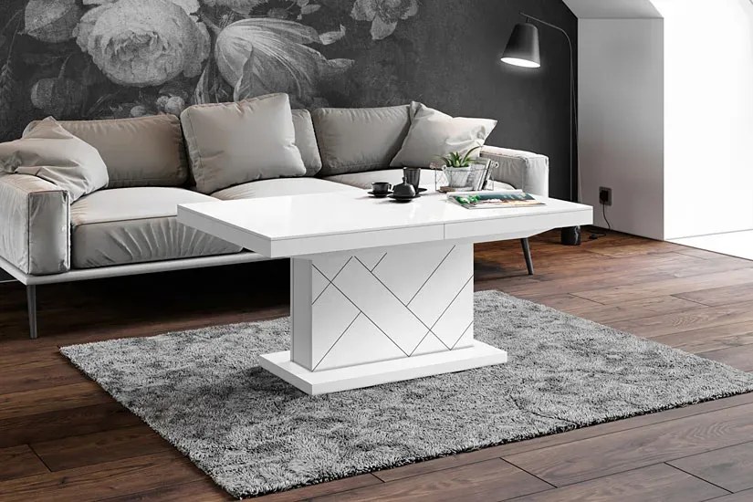 Nowoczesny biały rozkładany ławostół T6-A96