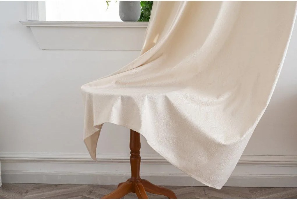 Zasłona zaciemniająca DUNES VELVET 140x250 cm, kremowa Zawieszanie: Taśma z wiązaniami