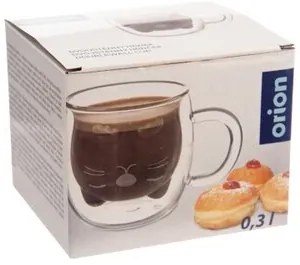 Orion Kubek podwójna ścianka szkło Cat, 300 ml