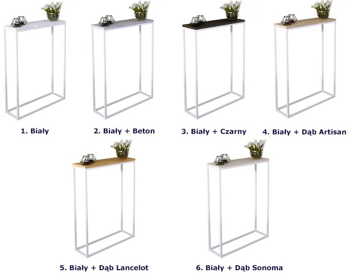 Konsola z metalowym stelażem biały + dąb sonoma - Erosa 8X