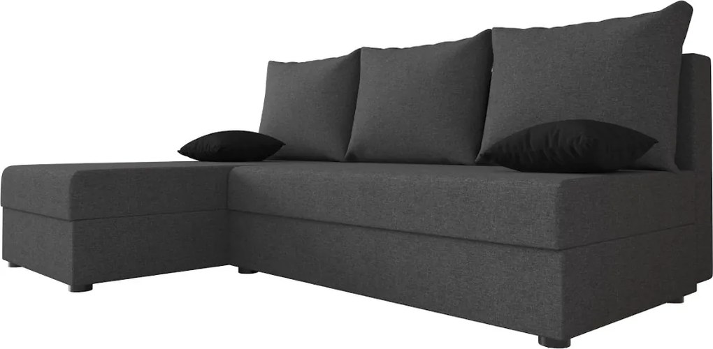 Rozkładana narożna sofa VALERIO SLIM 200x140 cm, ciemnoszara, uniwersalna + 2 poduszki GRATIS