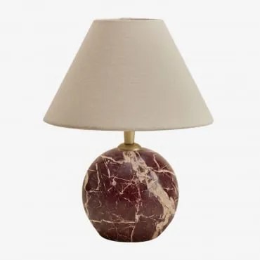Lampa Stołowa Z Naturalnego Kamienia Marvexi Czerwony Marmur Cherry Gold & Biały Ø20 Cm - ↑10 Cm Menorca - Sklum