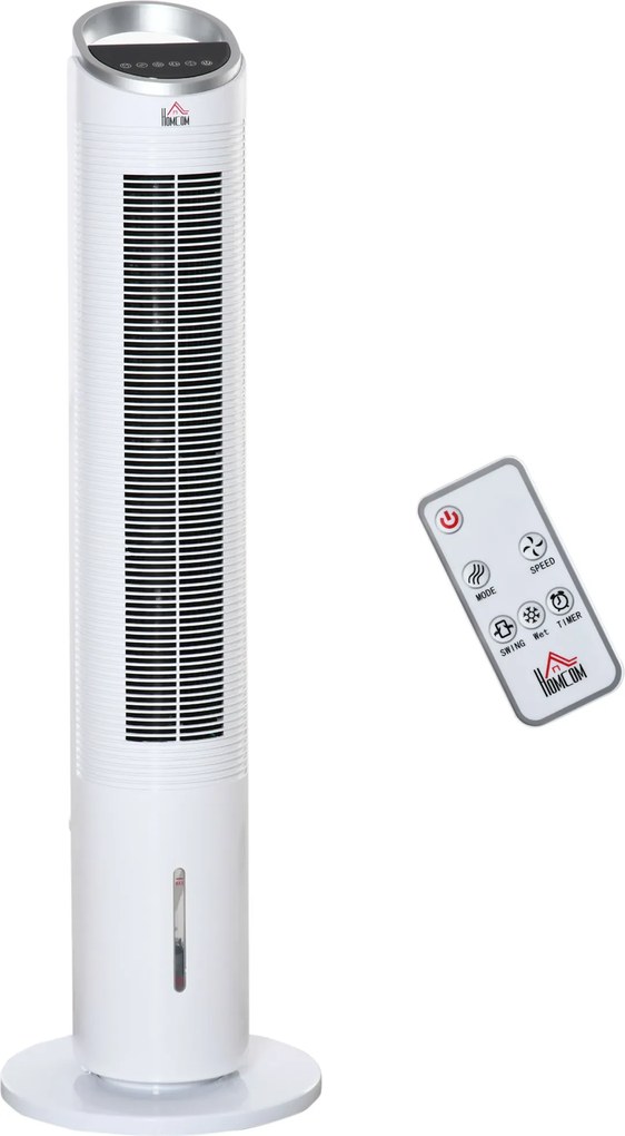 HOMCOM Klimatyzator Chłodzony Wodą - Biały Kolor, 60x30x100,8cm - Orzeźwienie w Upalne Dni