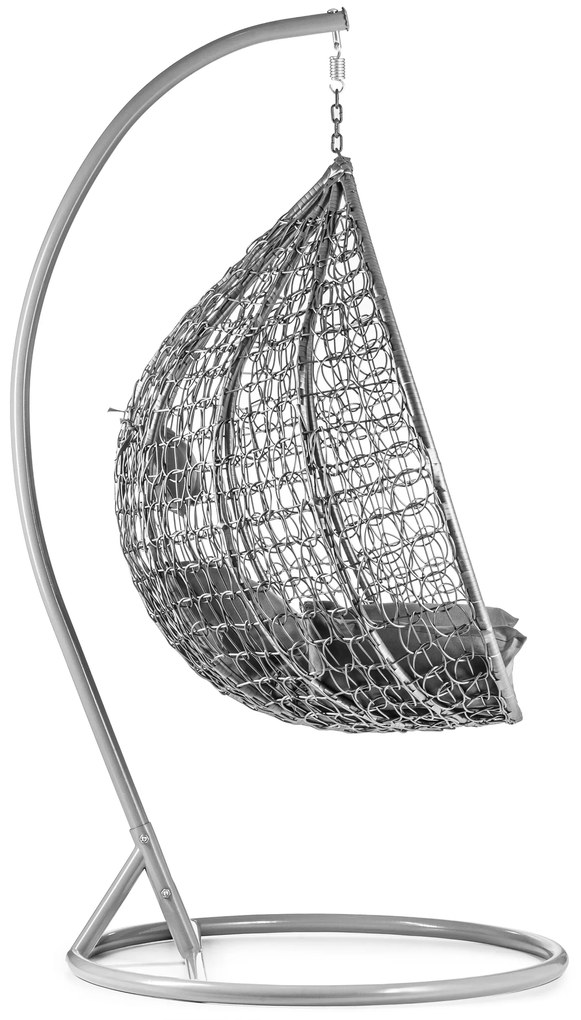 Szary fotel wiszący KOKON ze stojakiem