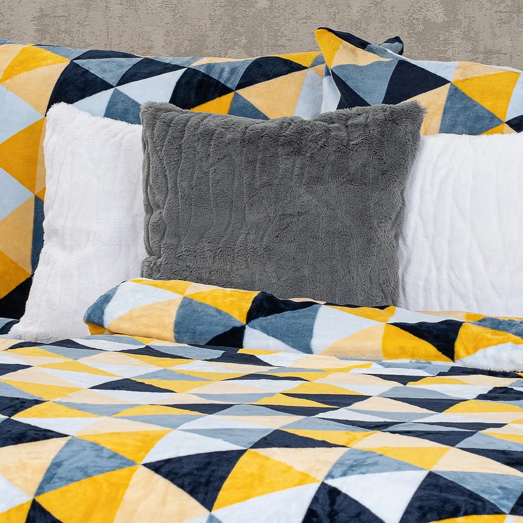 4Home Pościel mikroflanela Scandi triangle , 160 x 200 cm, 70 x 80 cm
