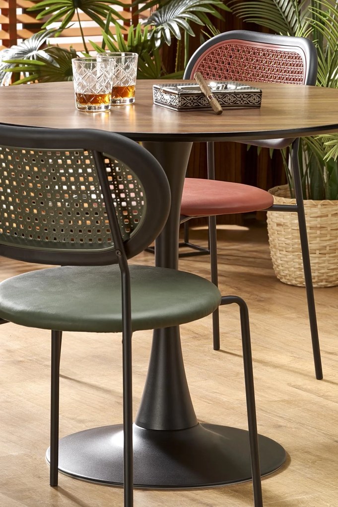 Okrągły stół Olmo z orzechowym blatem