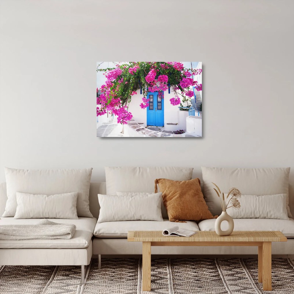 Obraz na szkle - Tradycyjny grecki dom (70x50 cm)
