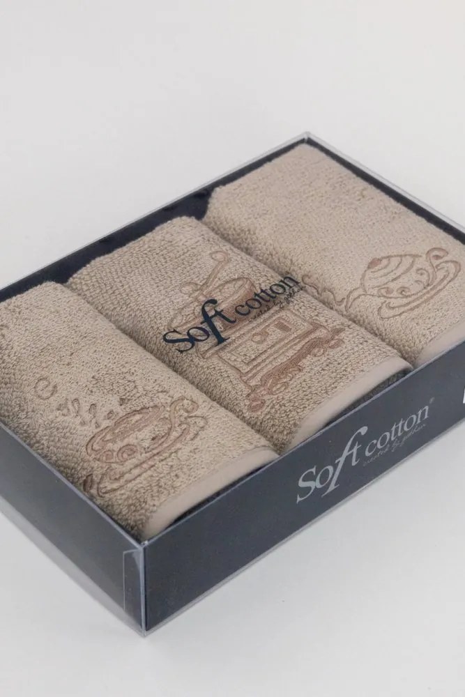 Ręczniki kuchenne COFFEE, 3 szt Śmietankowy