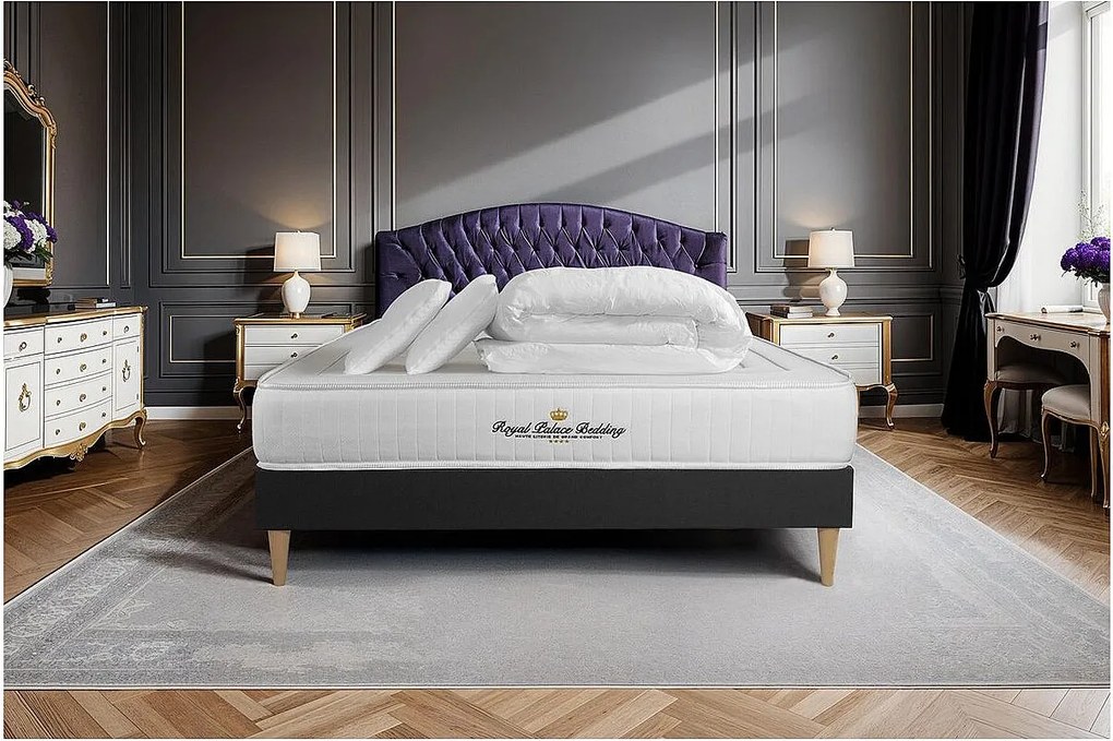 Kompletny zestaw lózka - materac 180x200 cm + Sprezyna skrzyniowa z listwami (w zestawie) + 2 poduszki Koldra - Nottingham