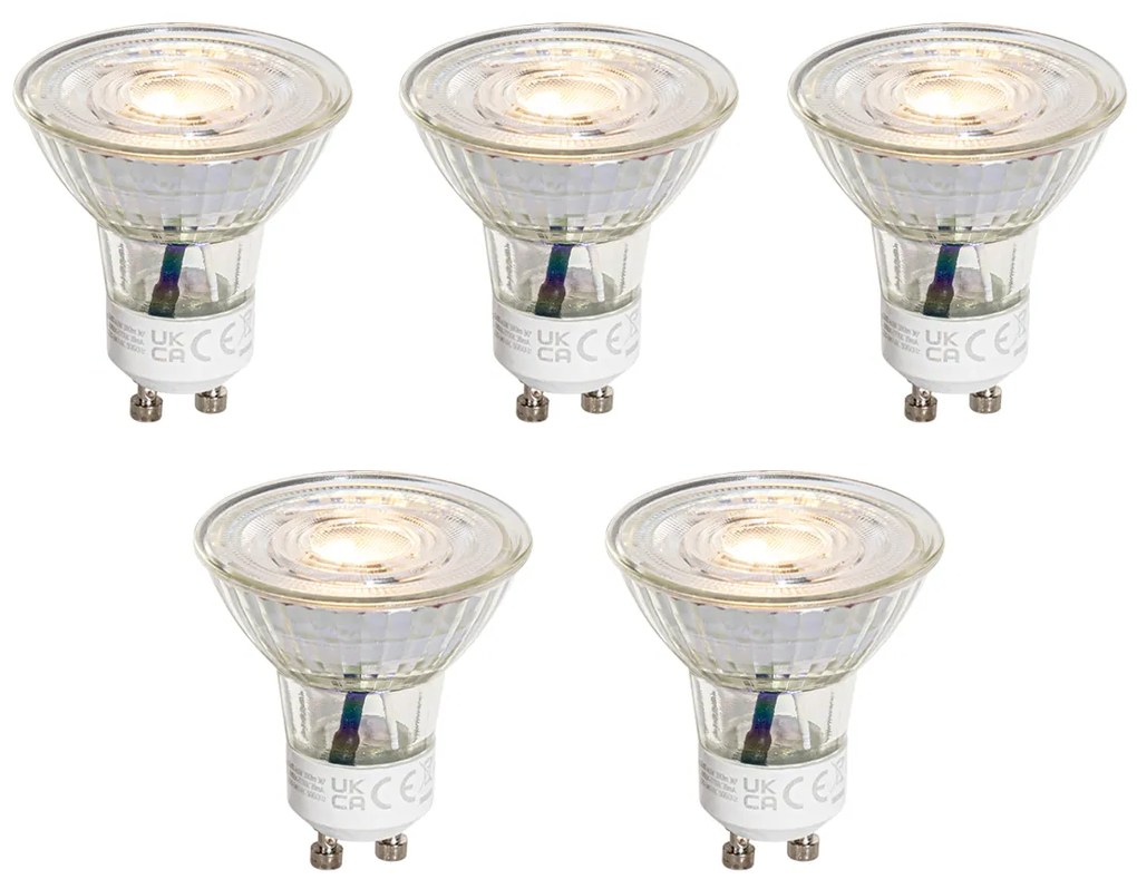 Zestaw 5 żarówek LED GU10 50mm z 3-stopniową regulacją temperatury barwowej Kelvin, przezroczyste, 4,5W 380 lm 2000-2700K
