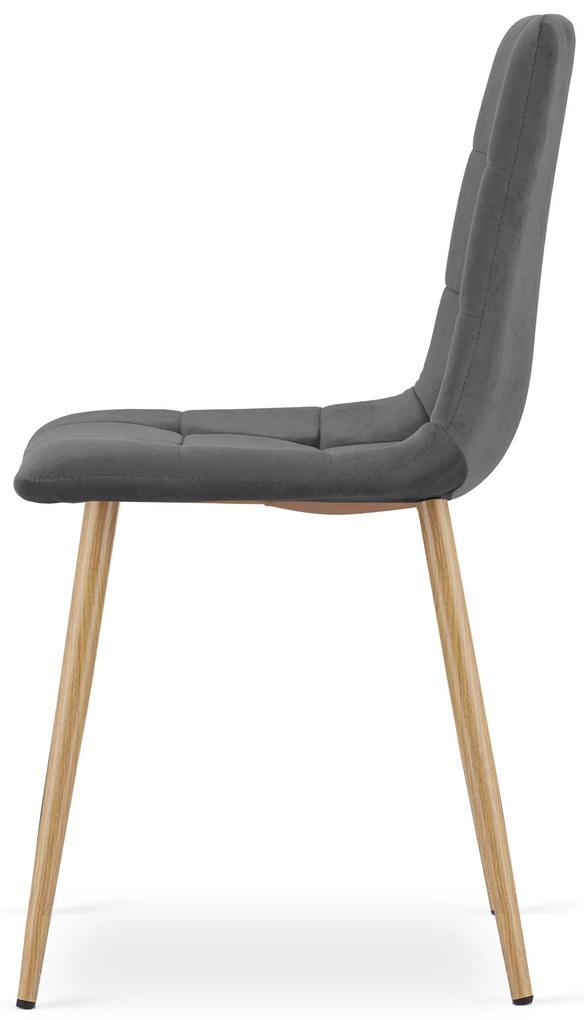 Ciemnoszare aksamitne krzesło KARA