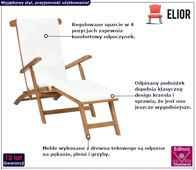 Składany leżak z śmietankową poduszką - Zika