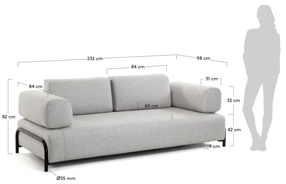 Beżowa sofa z podłokietnikami Kave Home Compo