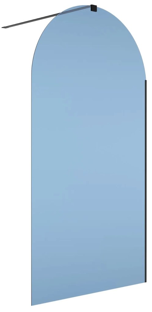 Ścianka prysznicowa WALK IN FIX  niebieska 8mm półokrągła MOLIS NATURE blue oval MASSI | Różne rozmiary : Kolor profili kabiny - czarny, Szerokość ścianki - 70 cm, Typ montażu - WALK in FIX (Do ściany)