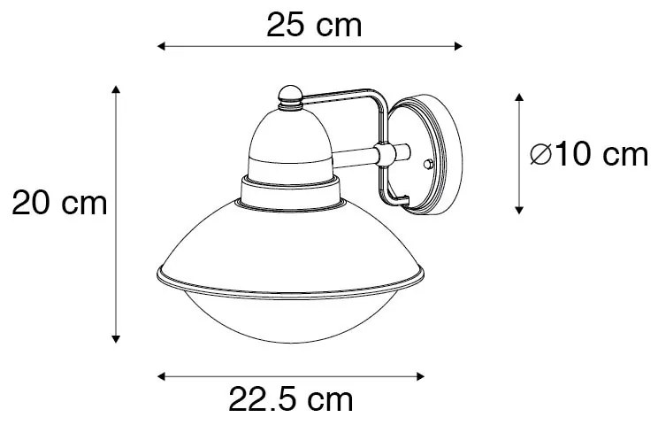 Zewnetrzna Nowoczesna lampa ścienna zewnętrzna czarna IP44 - Marcel Nowoczesny Oswietlenie zewnetrzne