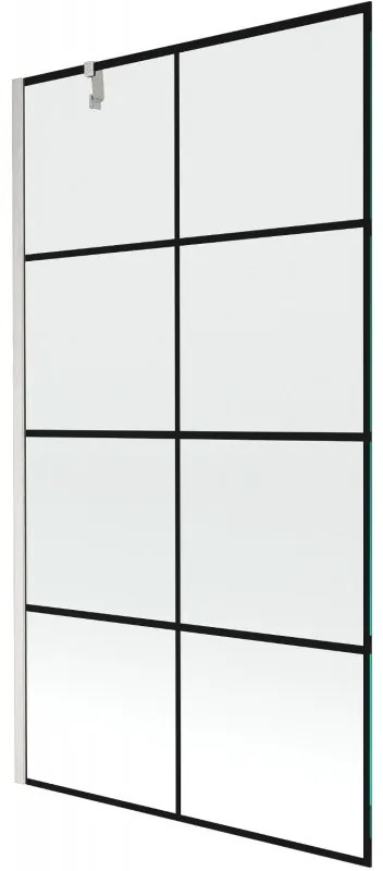 Mexen Next parawan nawannowy 1-skrzydłowy 100 x 150 cm, czarny wzór, nikiel szczotkowany - 895-100-000-00-77-97