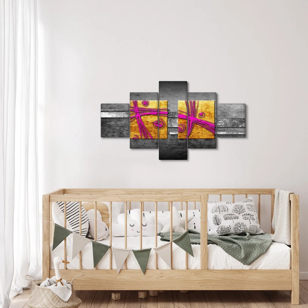 Obraz kolorowych kwadratów na czarnym tle (125x70 cm)