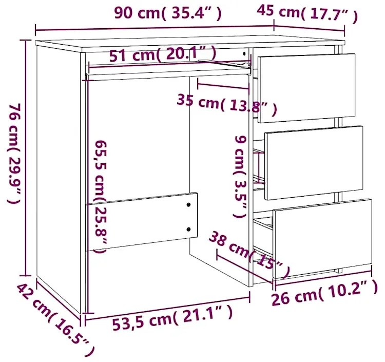 Czarne biurko z szufladami E5-N10