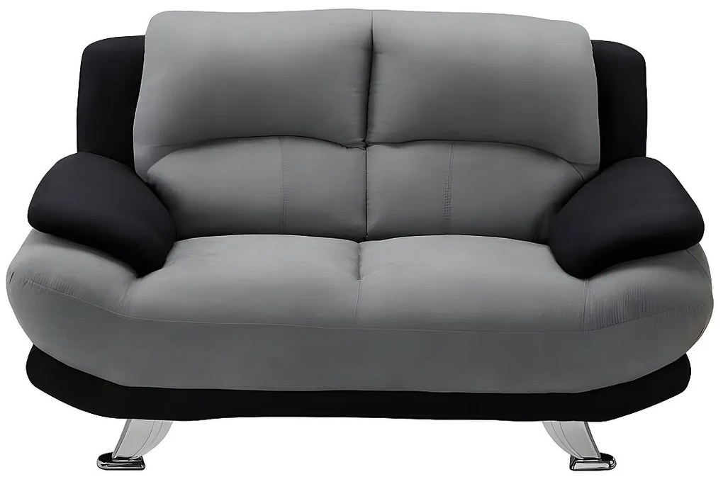 Kanapa 2-osobowa z mikrofibry MUSKO - Model dwukolorowy: szaro-czarny.