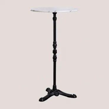 Wysoki Stół Barowy Z Marmuru Roma Biały Marmur & Redondo & Czarny - Sklum