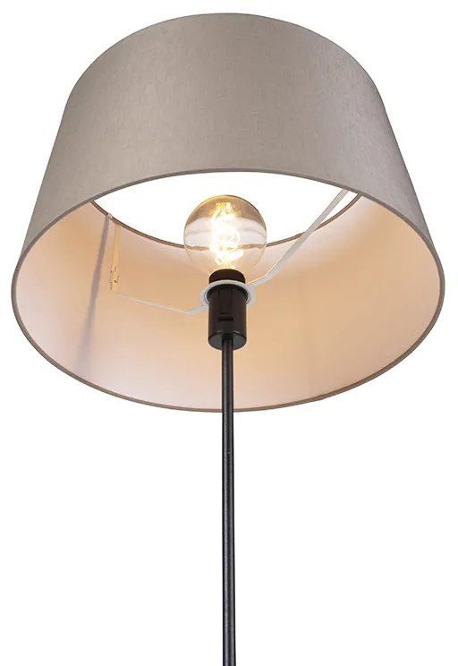 Lampa podłogowa czarna z abażurem z lnu w kolorze taupe 45 cm regulowana - ParteWiejski/ Rustykalny / Vintage Oswietlenie wewnetrzne