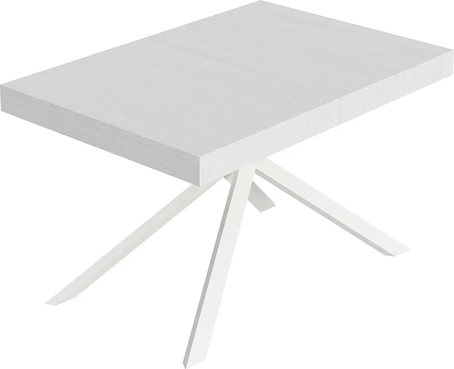 Stół rozkładany Niket 120/224x90 cm biały jesion z białymi nogami
