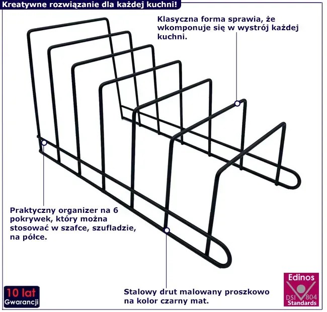 Metalowy organizer na 6 pokrywek T3-E81