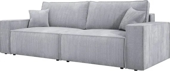 Kanapa KASJO Lewostronny Sofo-Narożnik z funkcją spania i poduszkami, 2x pojemnik POSO 110 Popielaty DOMOHOME