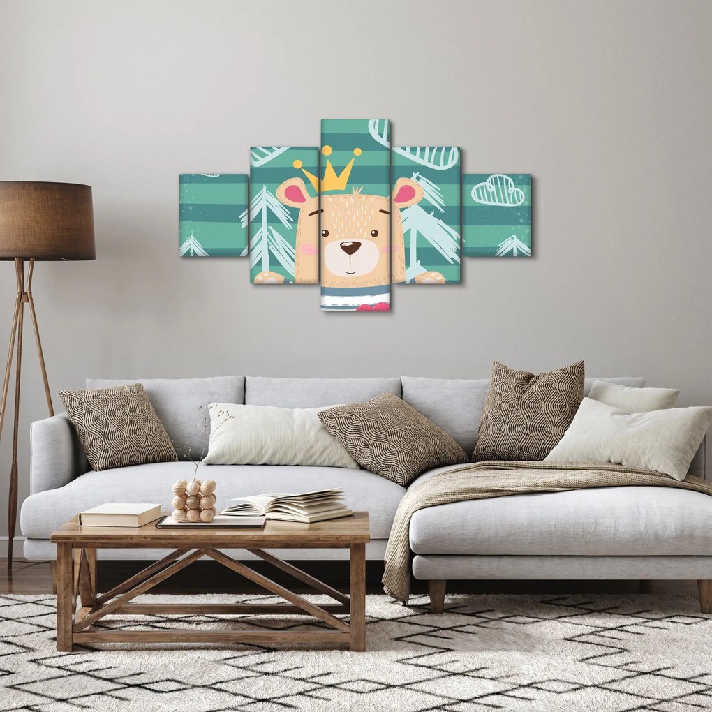 Obraz - Niedźwiadek w lesie (125x70 cm)
